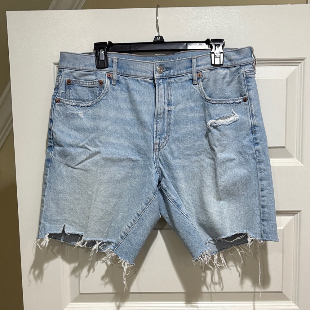 American Eagle Outfitters Light Blue Distressed Jean Shorts
